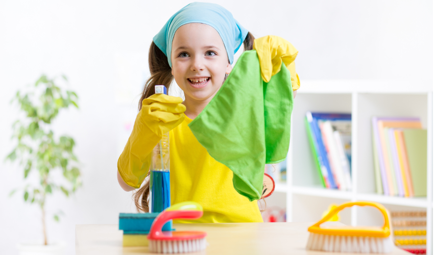 cleaning with kids